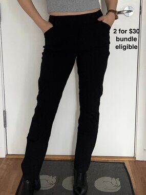 Smart Set Black Straight Leg Work Pants Pull On Work Trousers Mid Rise